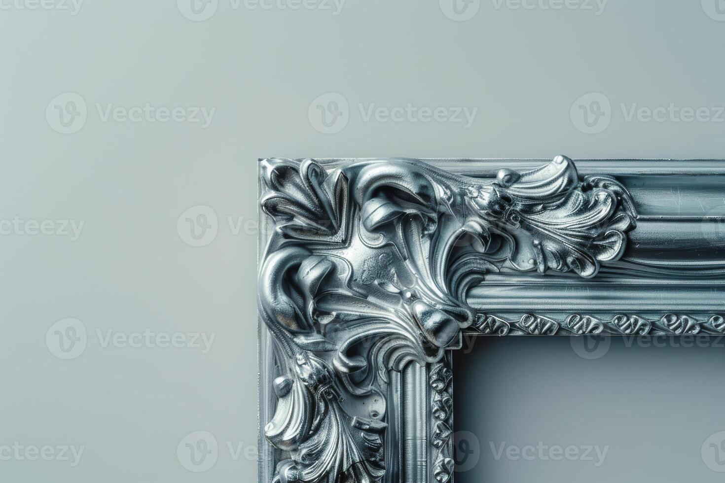 A silver framed picture with a gold border photo