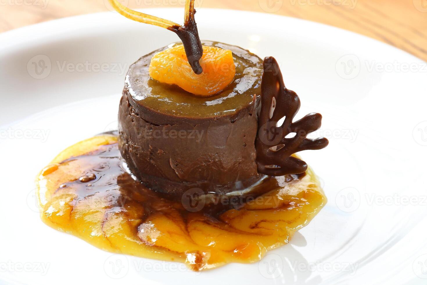 chocolate mousse with apricot jam photo