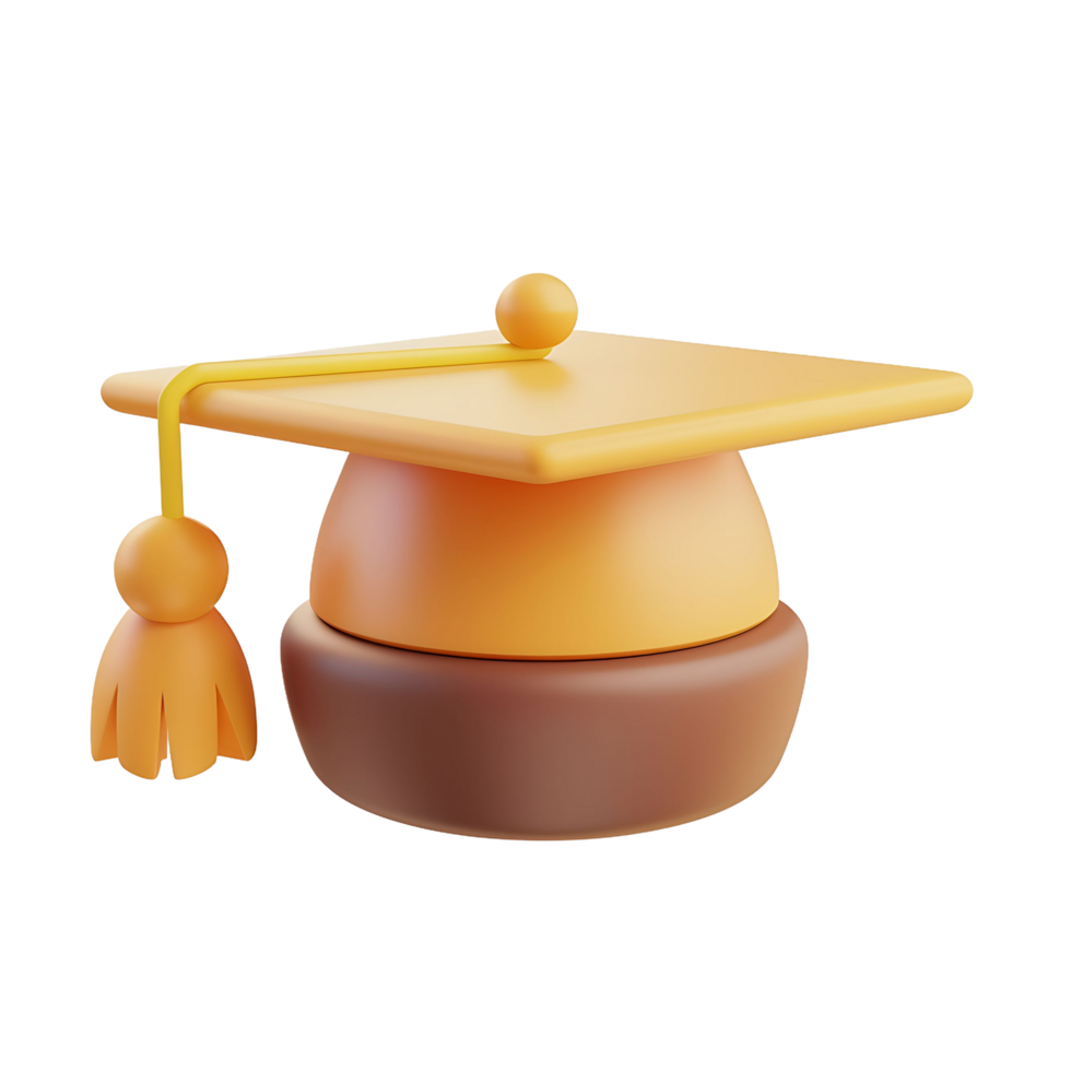 3d render of brown graduation hat on transparent background png