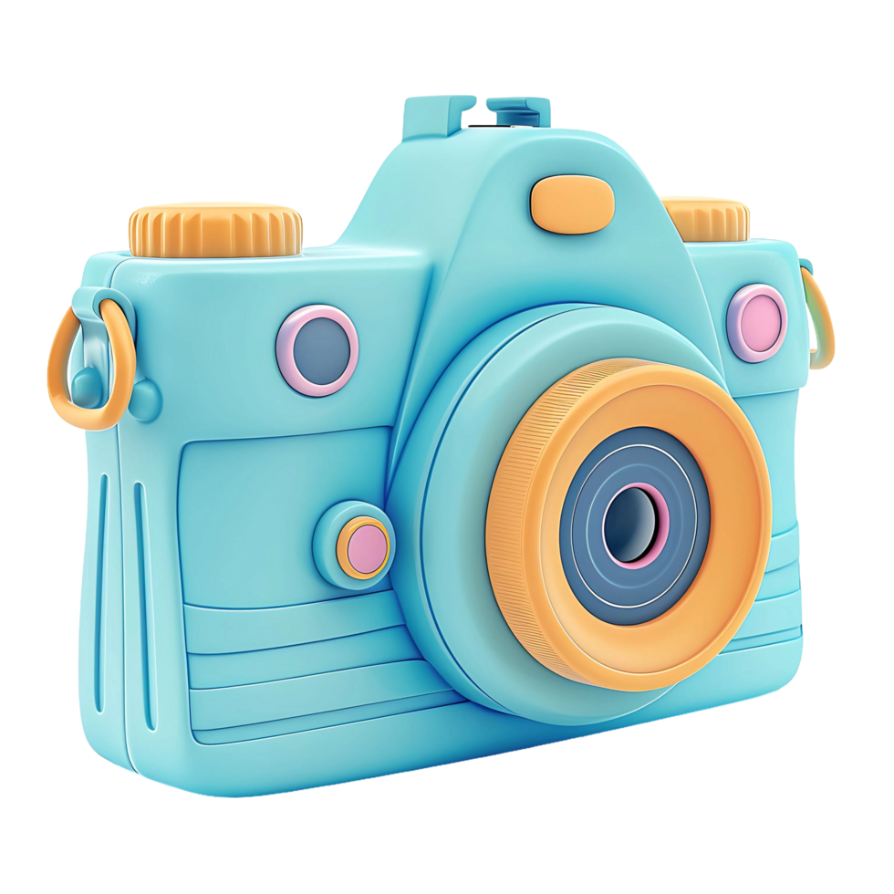 3d cartoon illustration of digital camera icon on transparent background png
