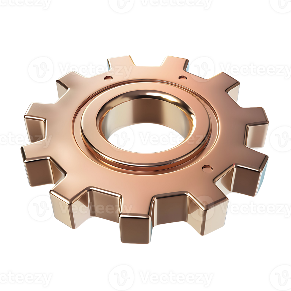 3d render of gear icon on transparent background png