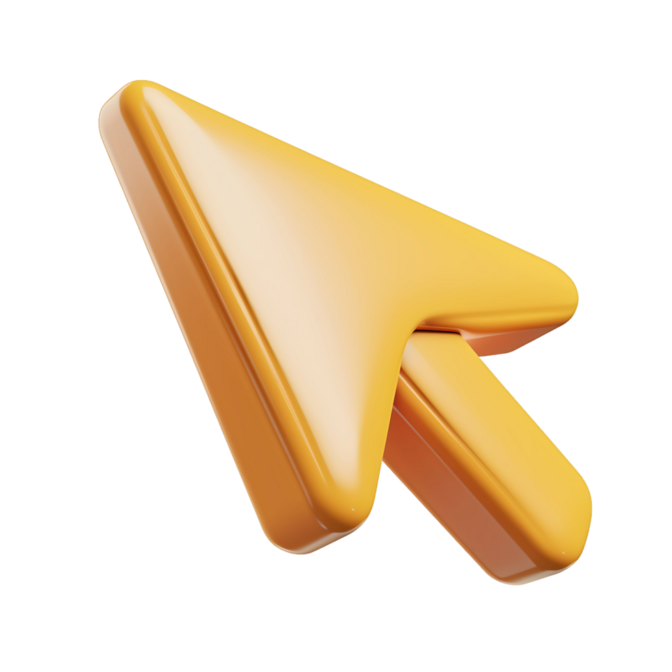 3d illustration of yellow cursor on transparent background png