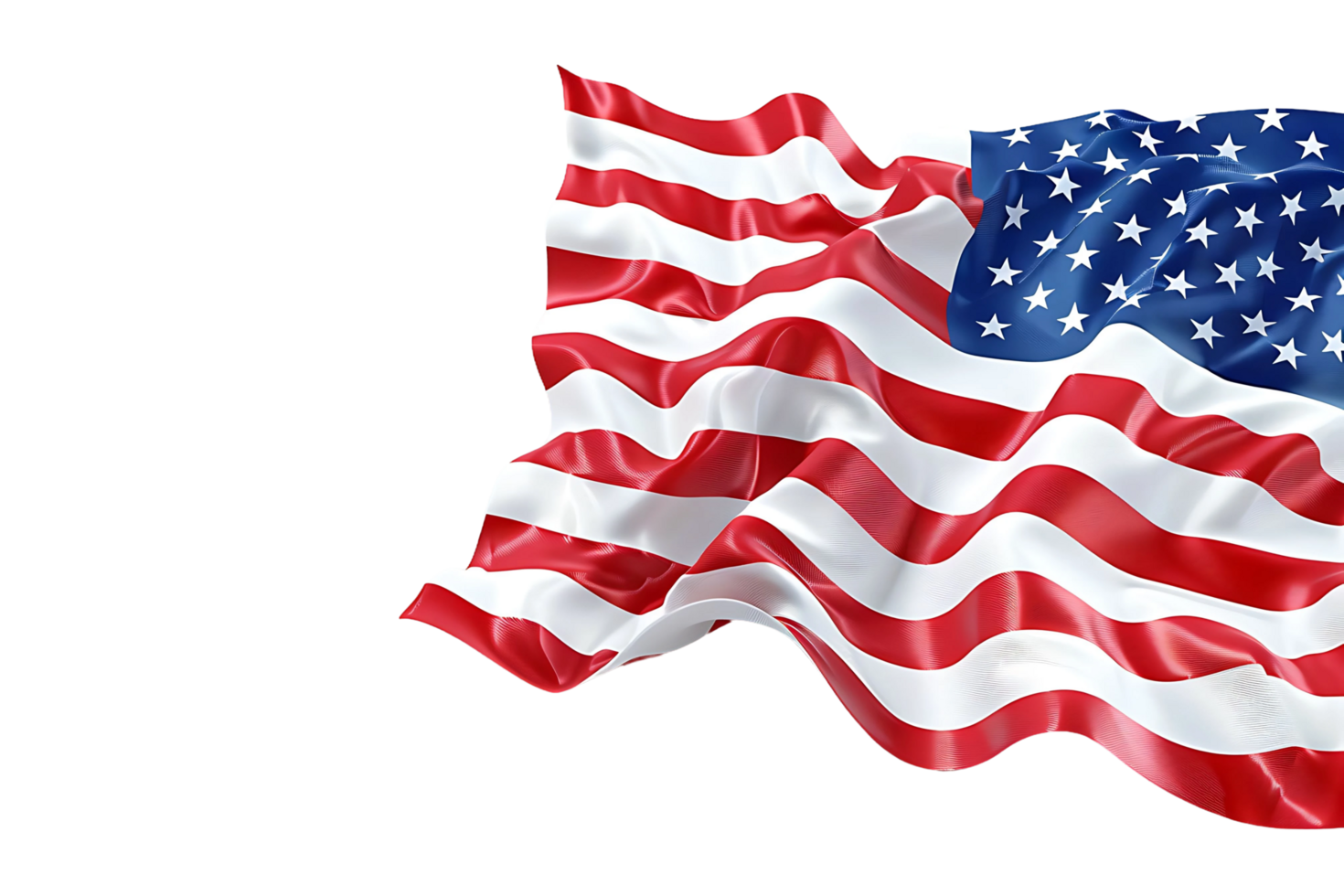 American Flag Waving Proudly Against a transparent Background png