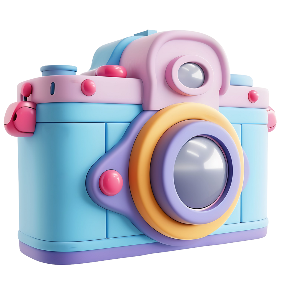 3d cartoon illustration of digital compact camera icon on transparent background png