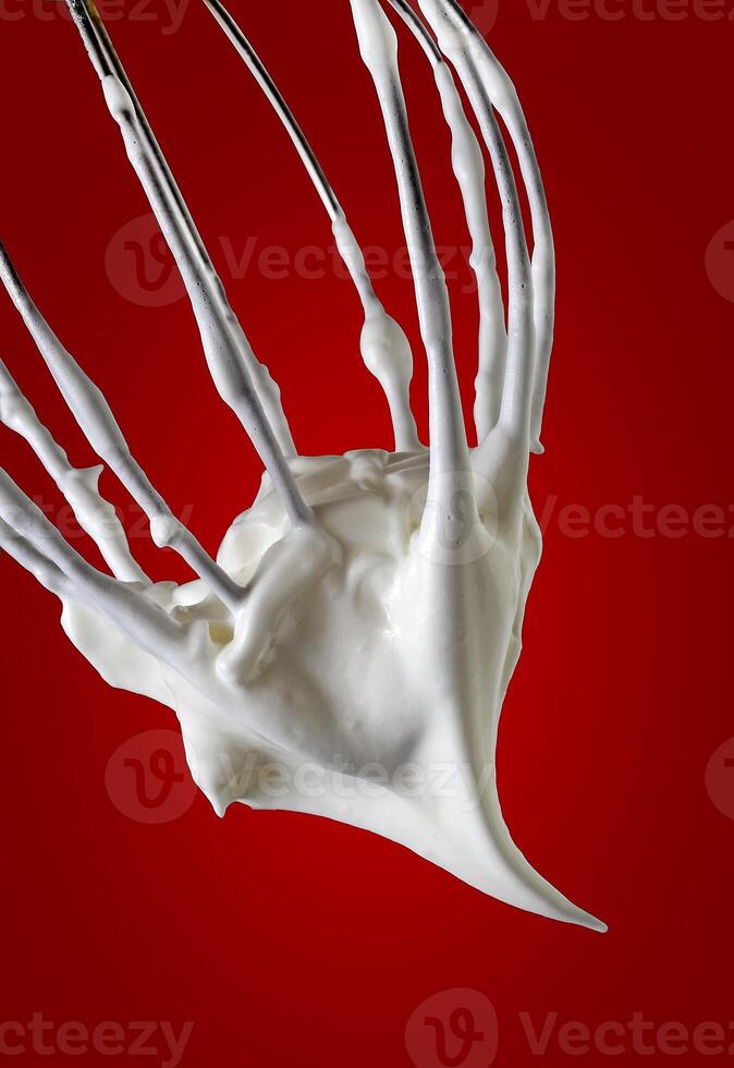 Fue with whipped cream on colored background photo