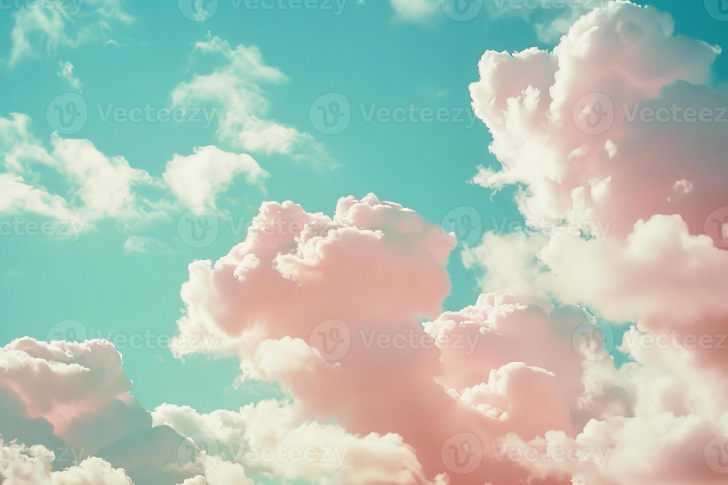 The sky is blue with pink clouds photo