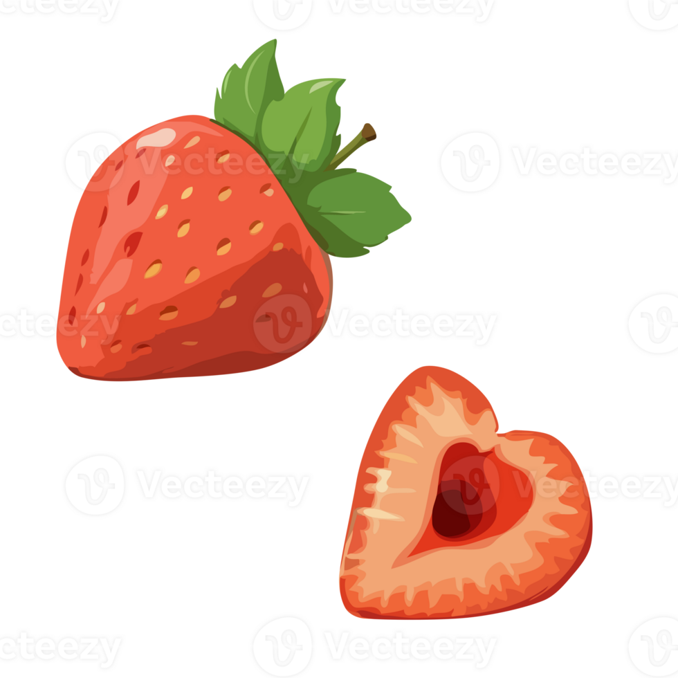 Strawberry and slice of strawberry png