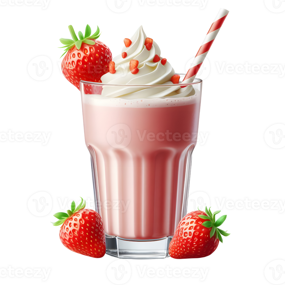 summer drink strawberry milkshake on transparent background png