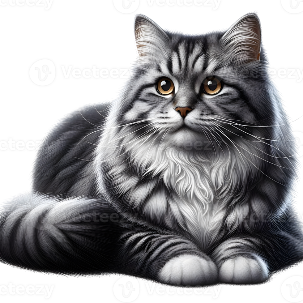 Realistic cute Persian cat on transparent background png