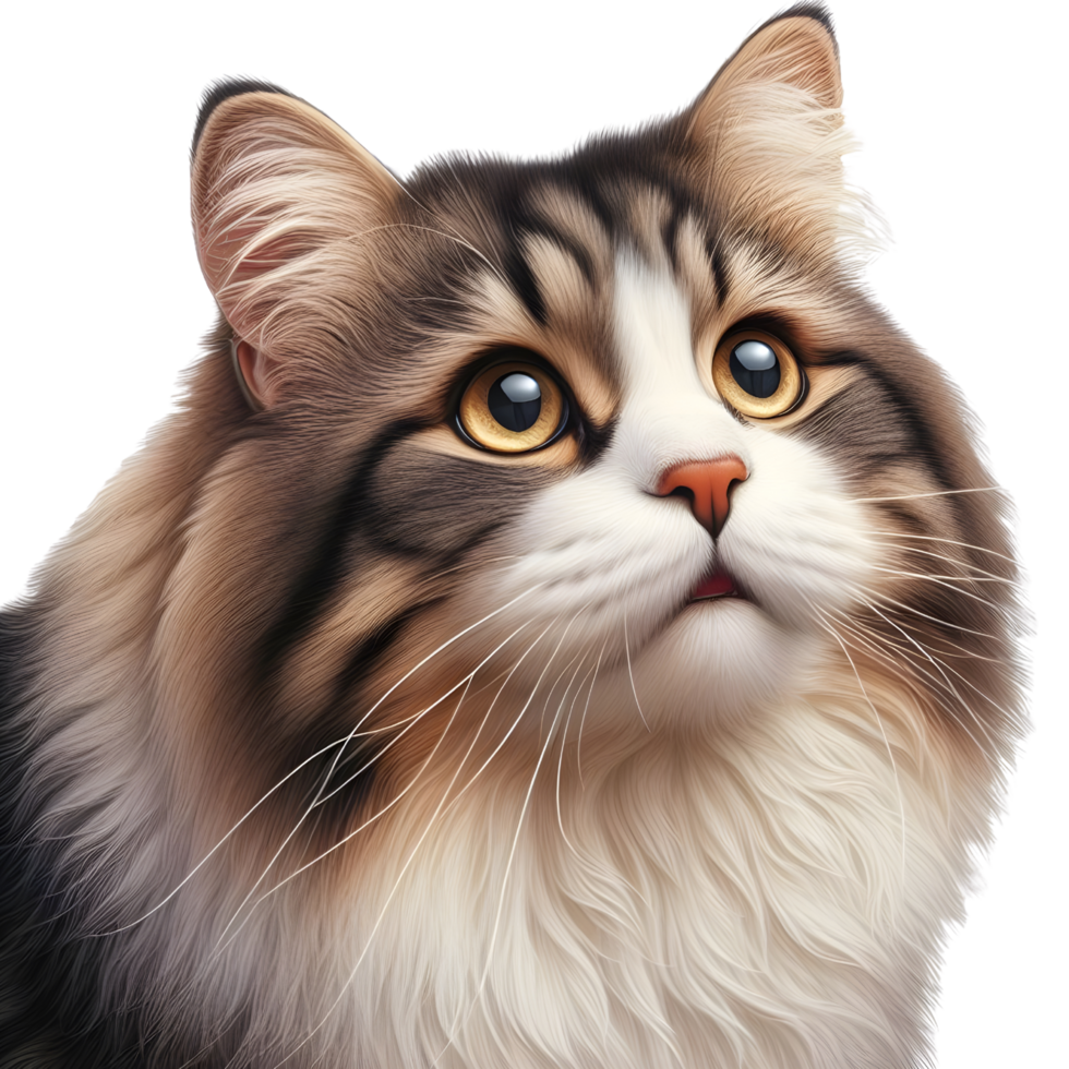 A beautiful and fluffy cat on transparent background png