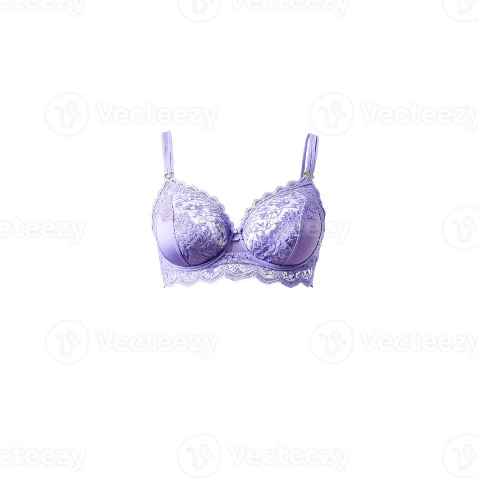 Whimsical Lavender Floral Lace Bra A whimsical lavender floral lace bra with a playful feminine png