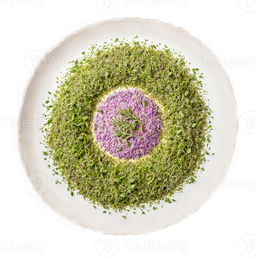 Herbes de Provence spices mandala a circular pattern of thyme basil and oregano with steam png