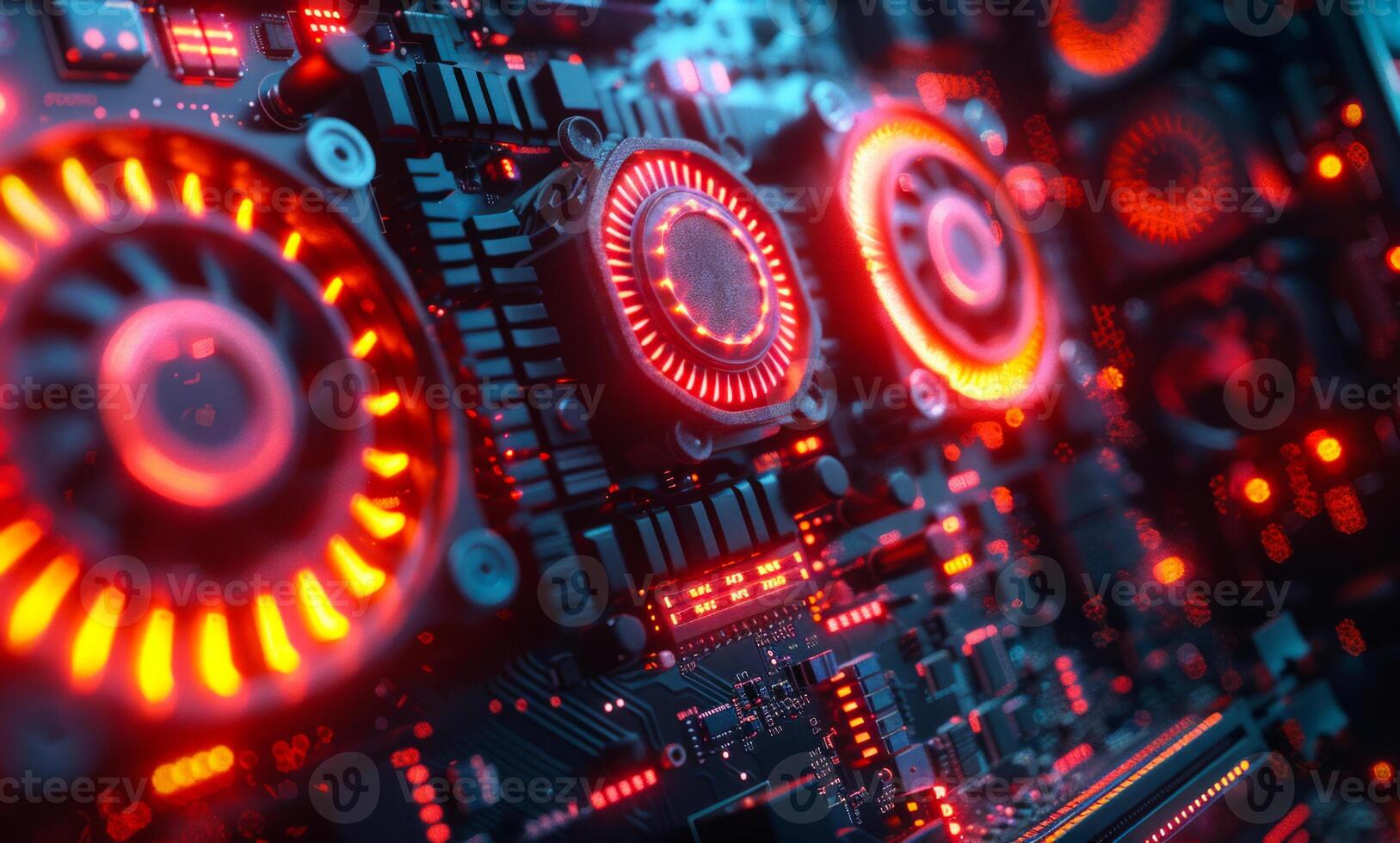 Close up on abstract technology and electronics background computer generated. photo