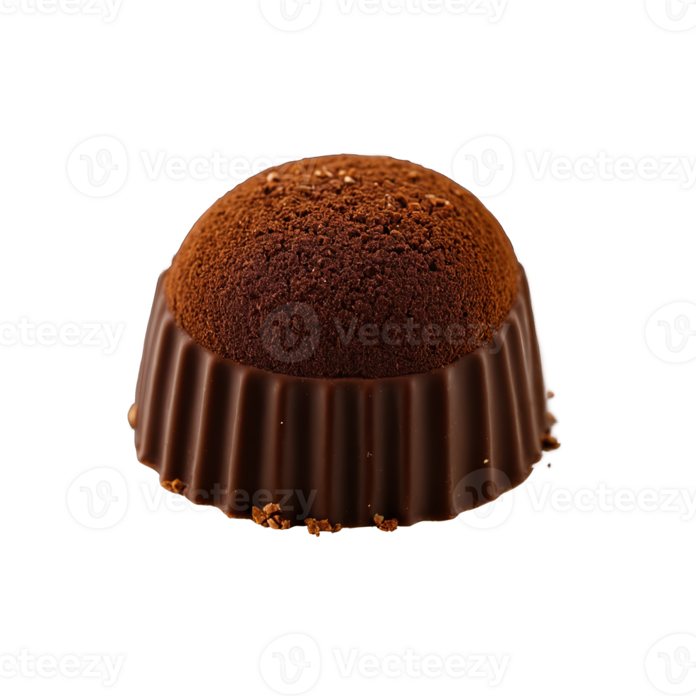 Chocolate truffle with smooth ganache center dusted with cocoa powder round shape glossy surface Culinary png