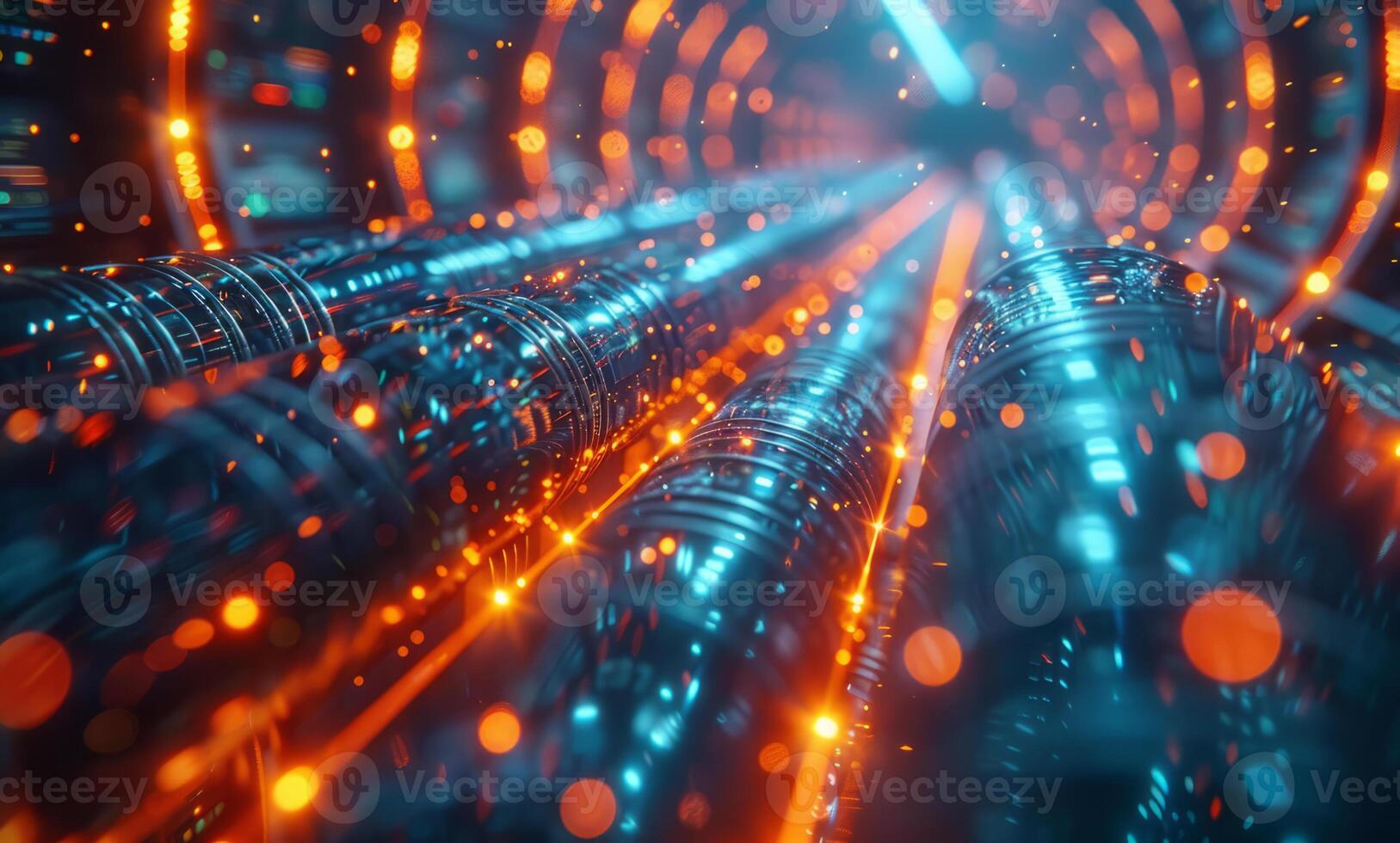 Abstract technology background. Wave Function series. Background design of luminous particles light effects on colored backdrop photo