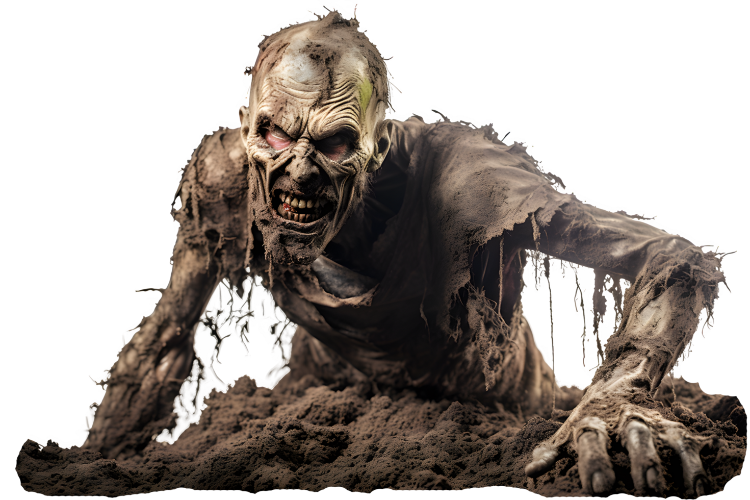 Zombie Coming Out on Soil Isolated on Transparent Background png