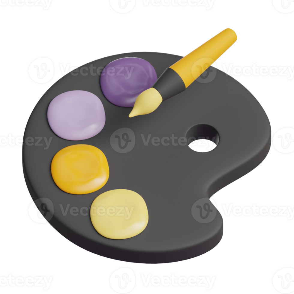 3d palette and brush education icon png
