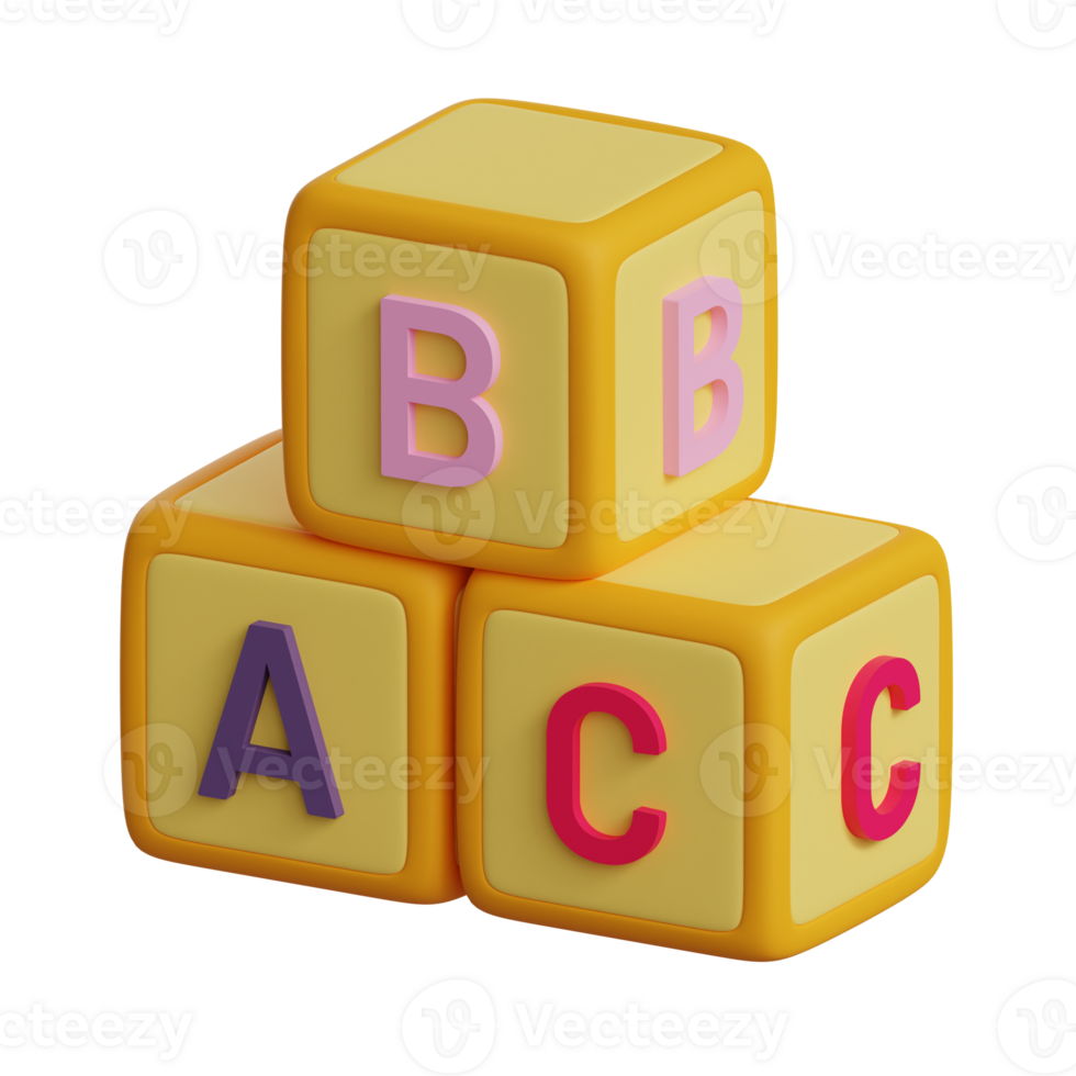 education icon, alphabet block 3d png