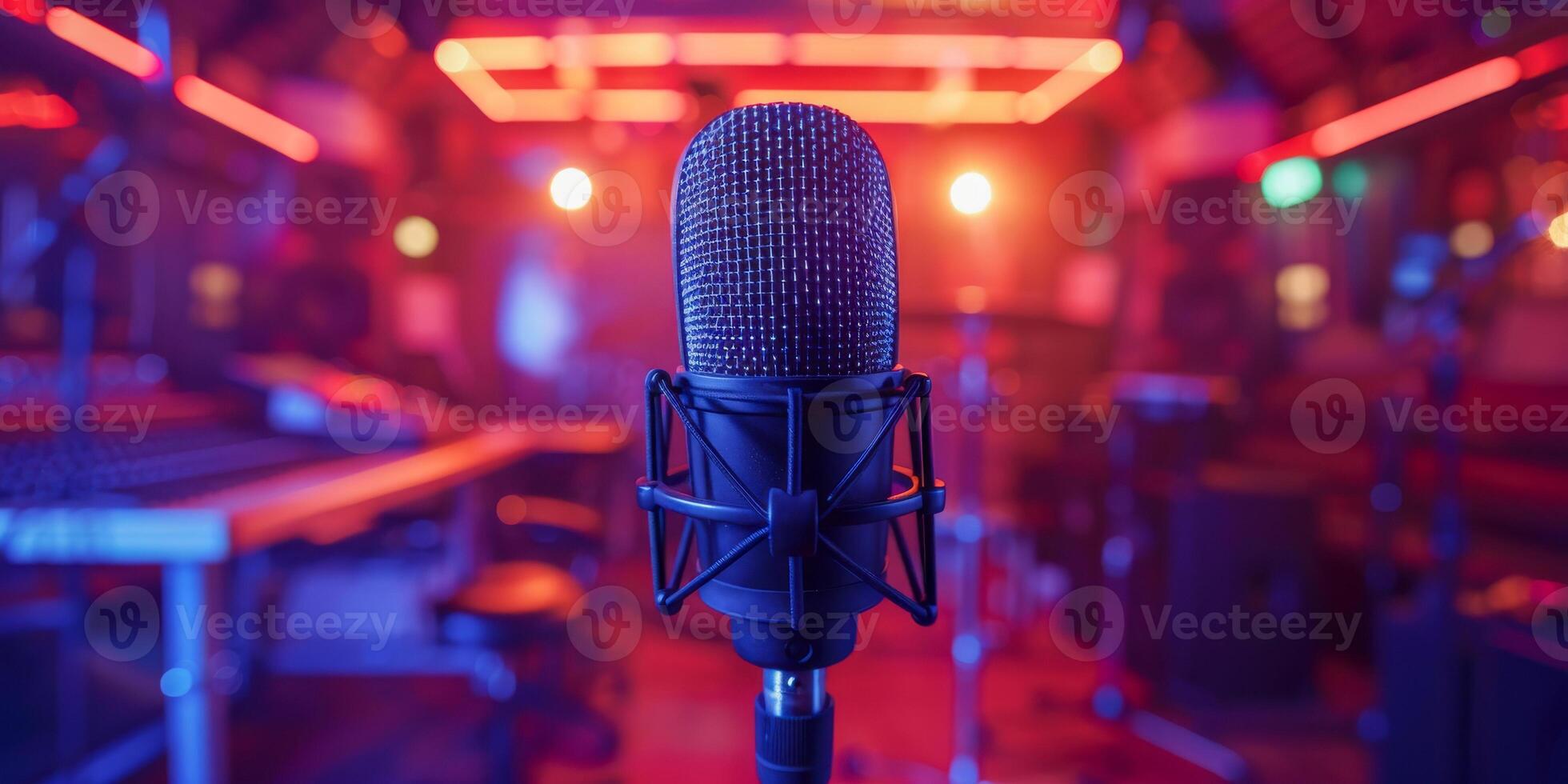 Vibrant Modern Recording Studio Microphone Setup photo