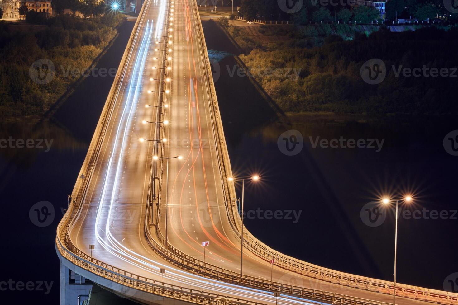 Highway at night lights photo