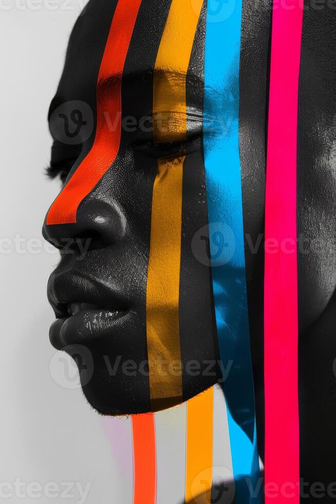 Artistic Expression Colorful Stripes on a Black Profile photo