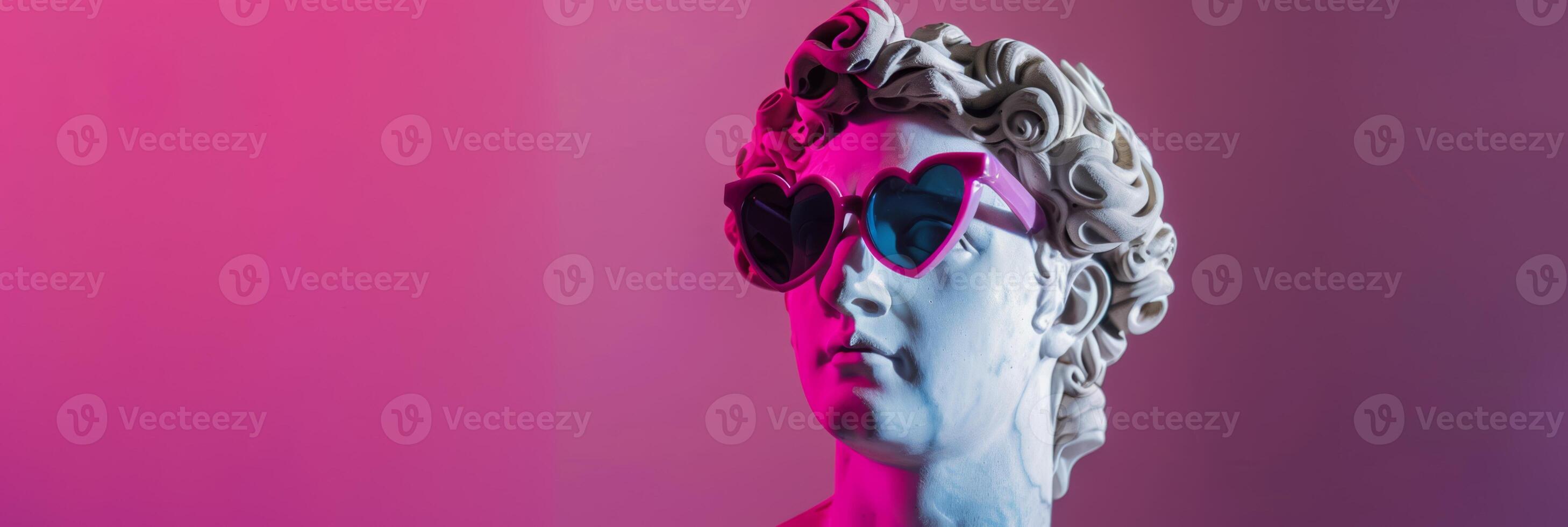 Surreal Pink David Statue with Modern Sunglasses photo
