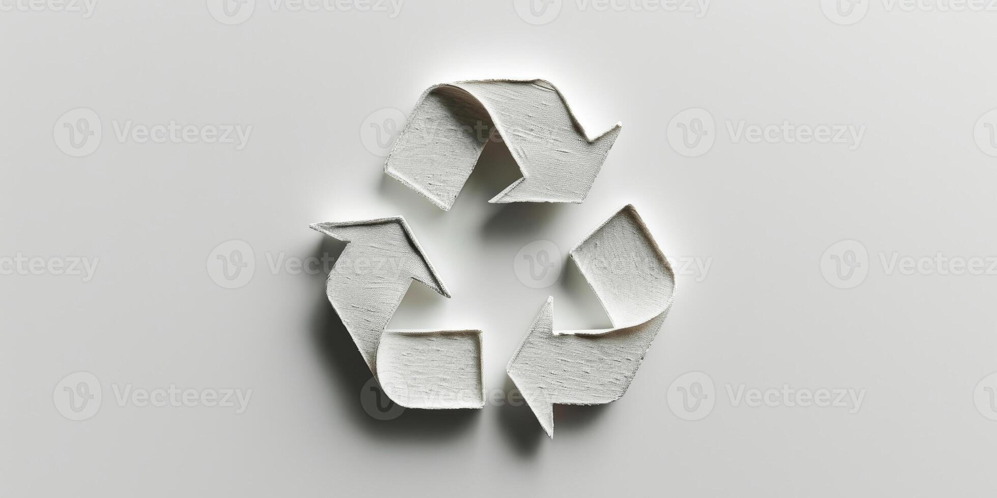 Minimalist Cardboard Recycling Symbol on White Background photo