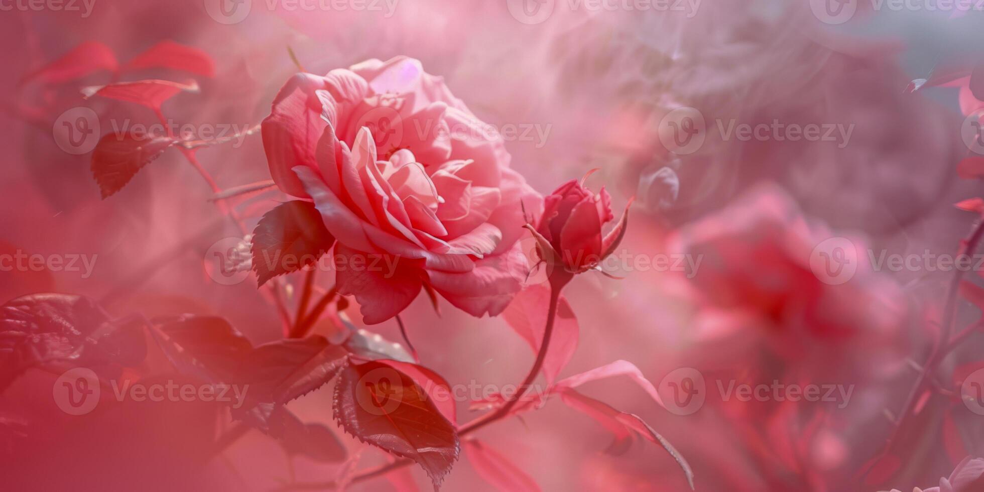 Dreamy Rose Garden Soft Pink Blooms in Ethereal Light photo