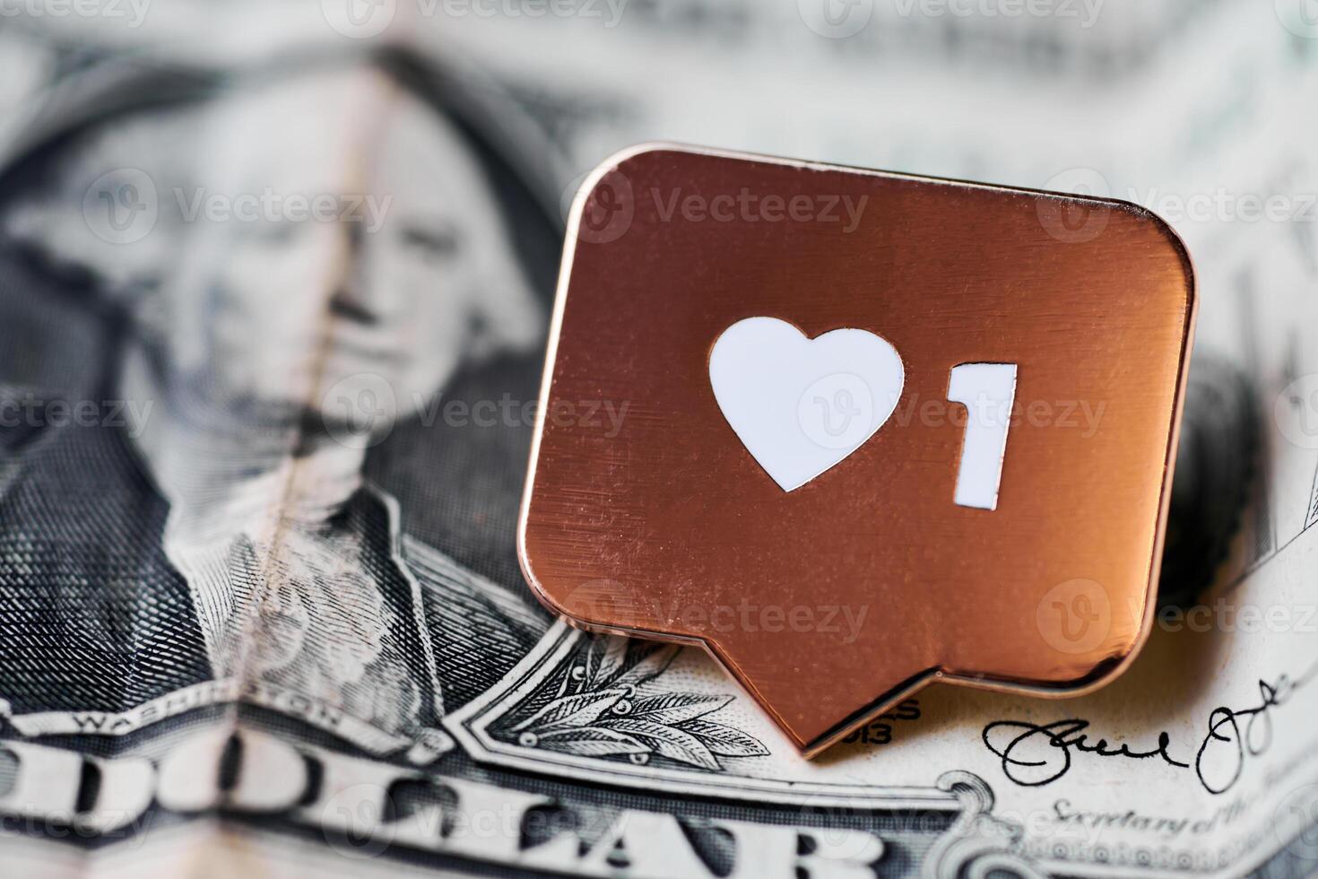 Like heart symbol on dollar photo