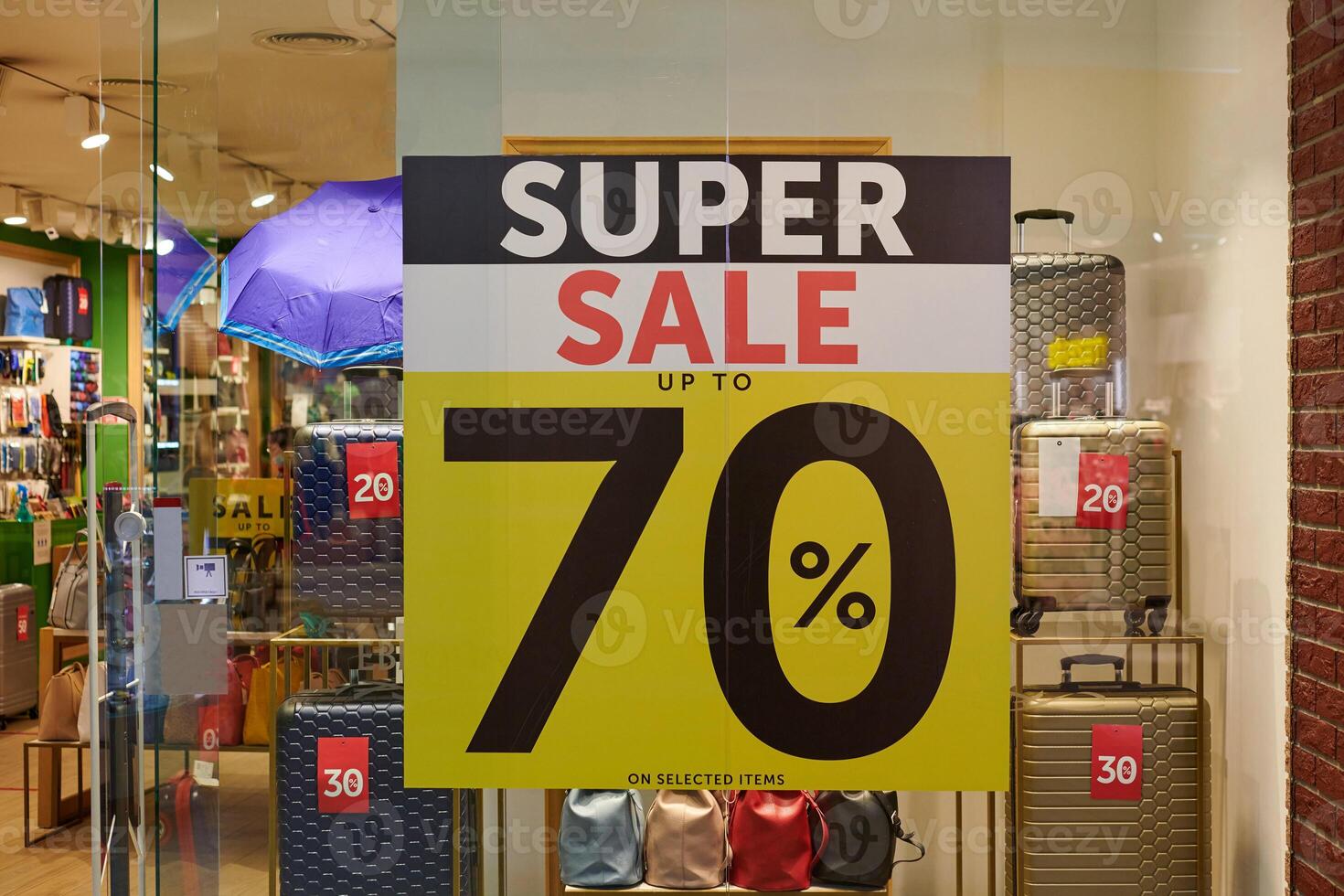 New Year's sale at shopping mall, Christmas promotions photo