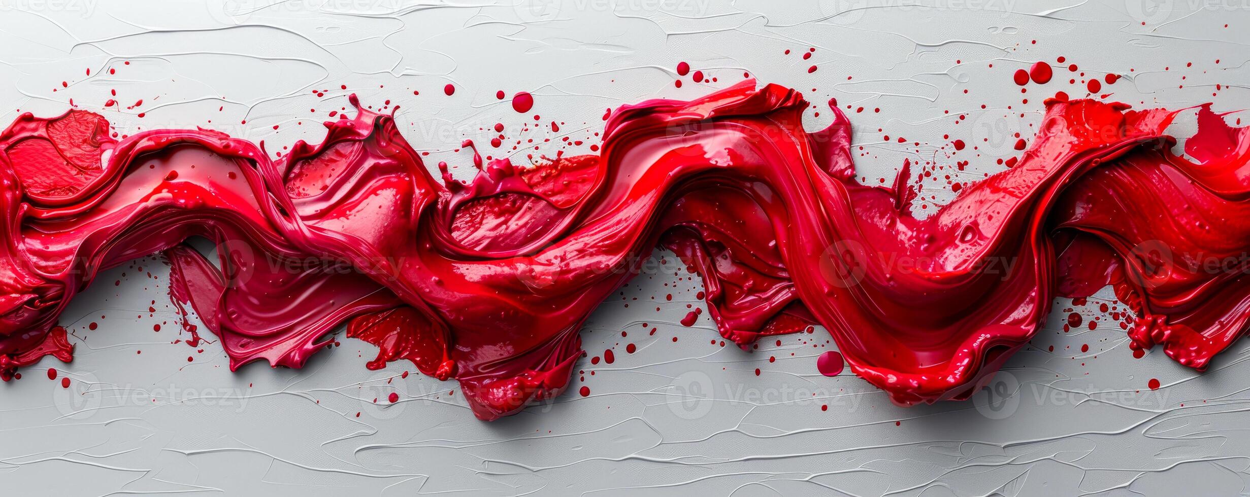 Dynamic Crimson Waves Abstract Red Paint Movement on Canvas photo