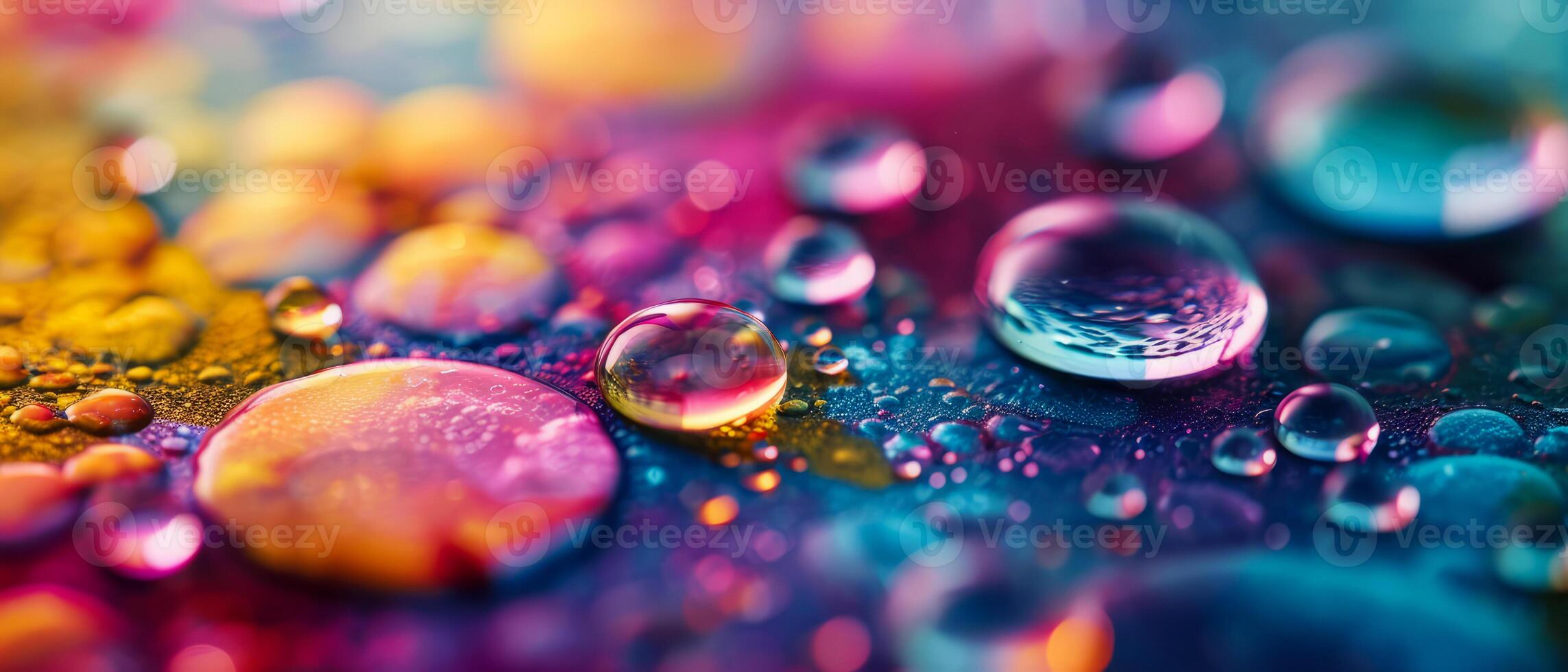 A colorful image of water droplets on a surface photo