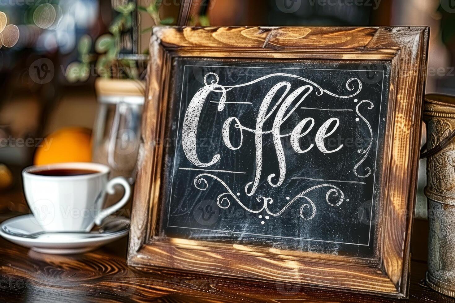 chalk blackboard written a word coffee on it photo
