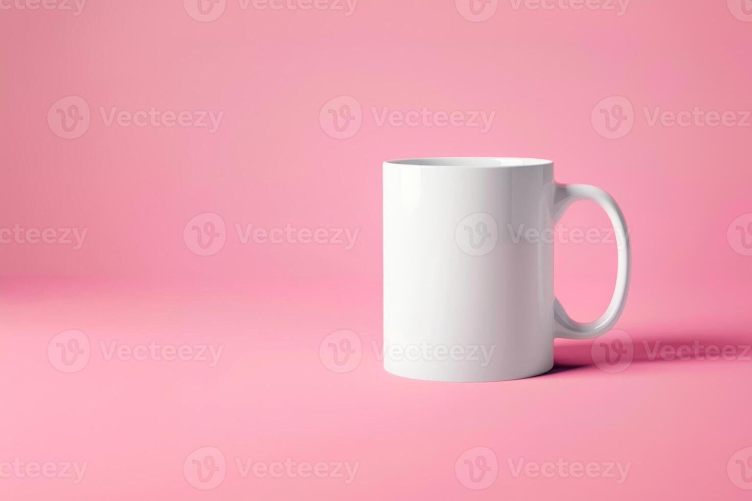 white mug mockup on a pink background copy space photo