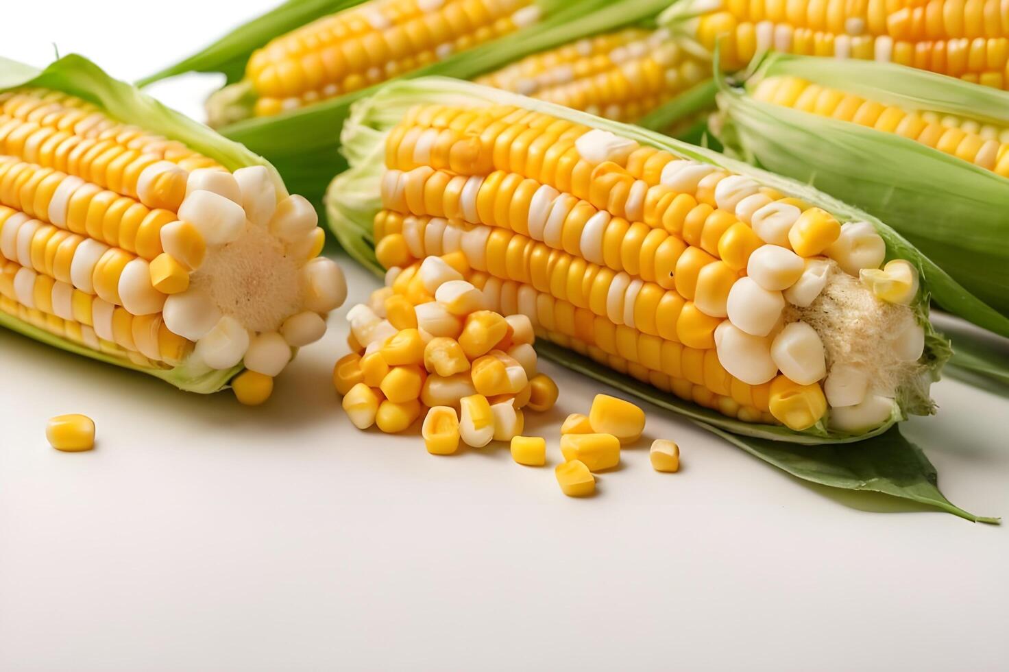Corn collection isolated on white free images photo