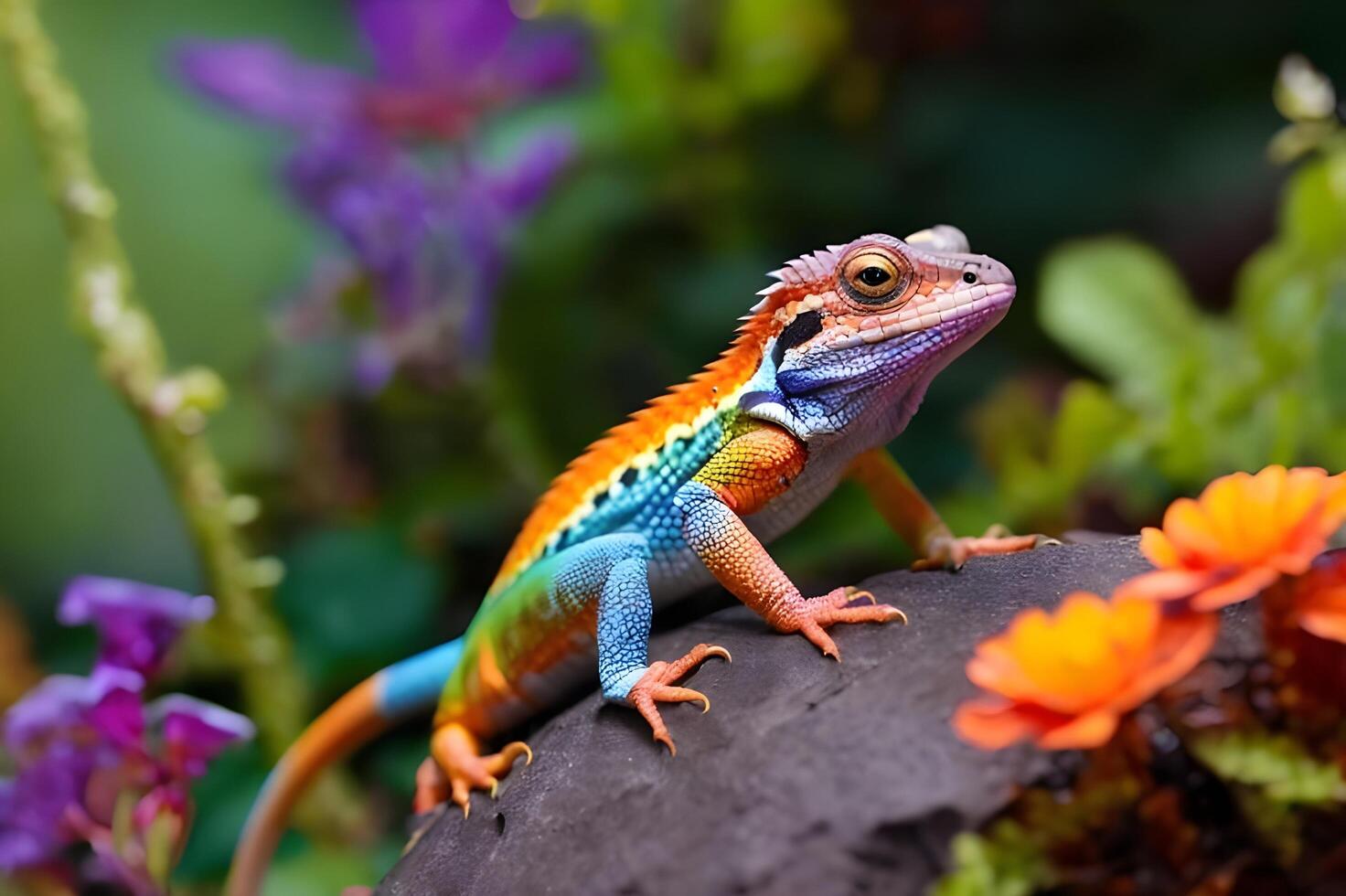 Common Green forest lizard chilling photo