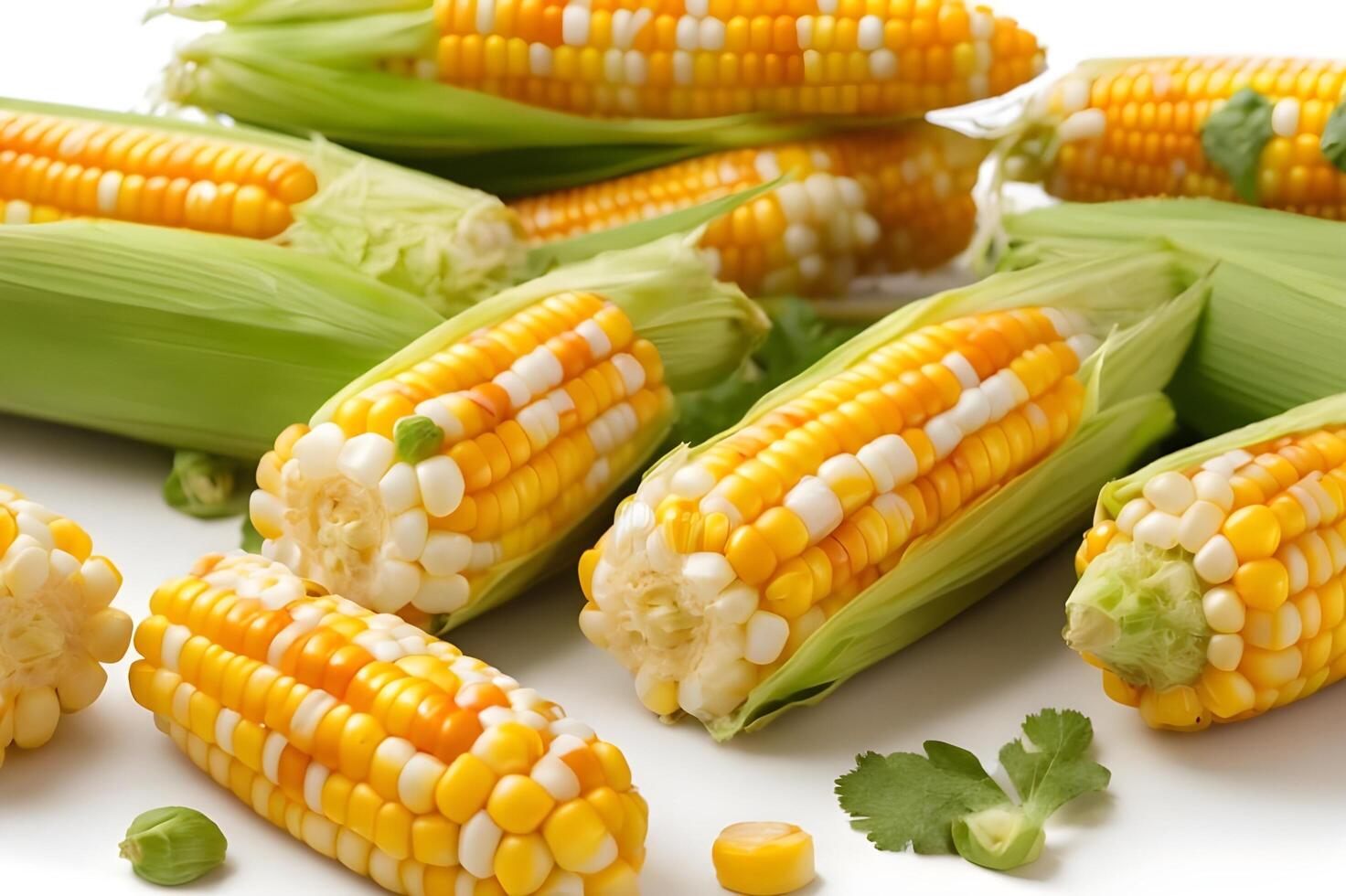 Corn collection isolated on white free images photo