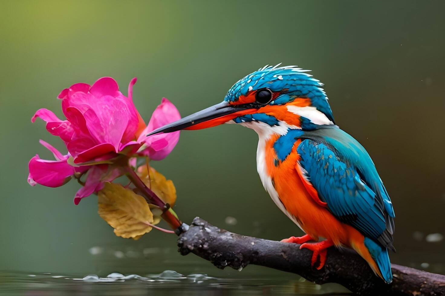 kingfisher fishing from branch photo