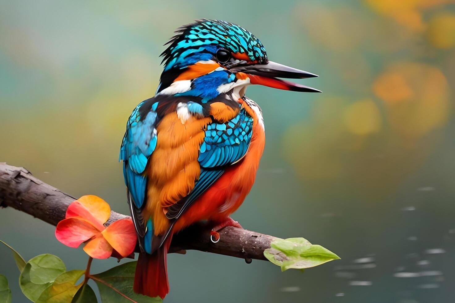 kingfisher fishing from branch photo