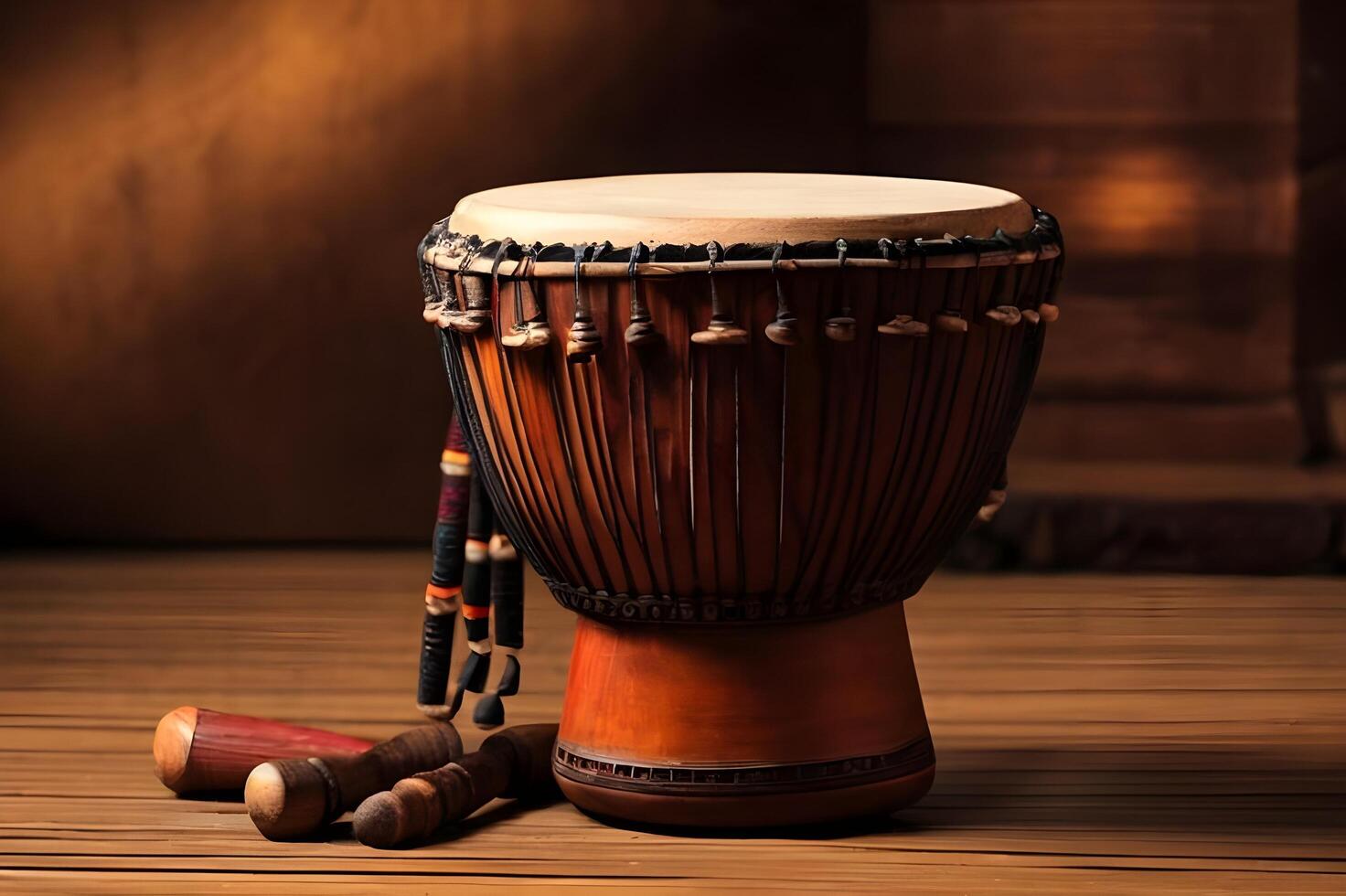 African djembe isolated on white background photo