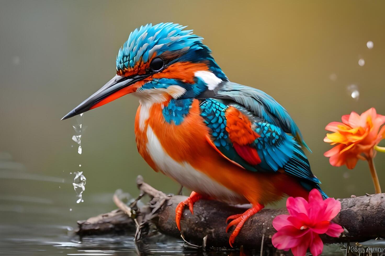 kingfisher fishing from branch photo