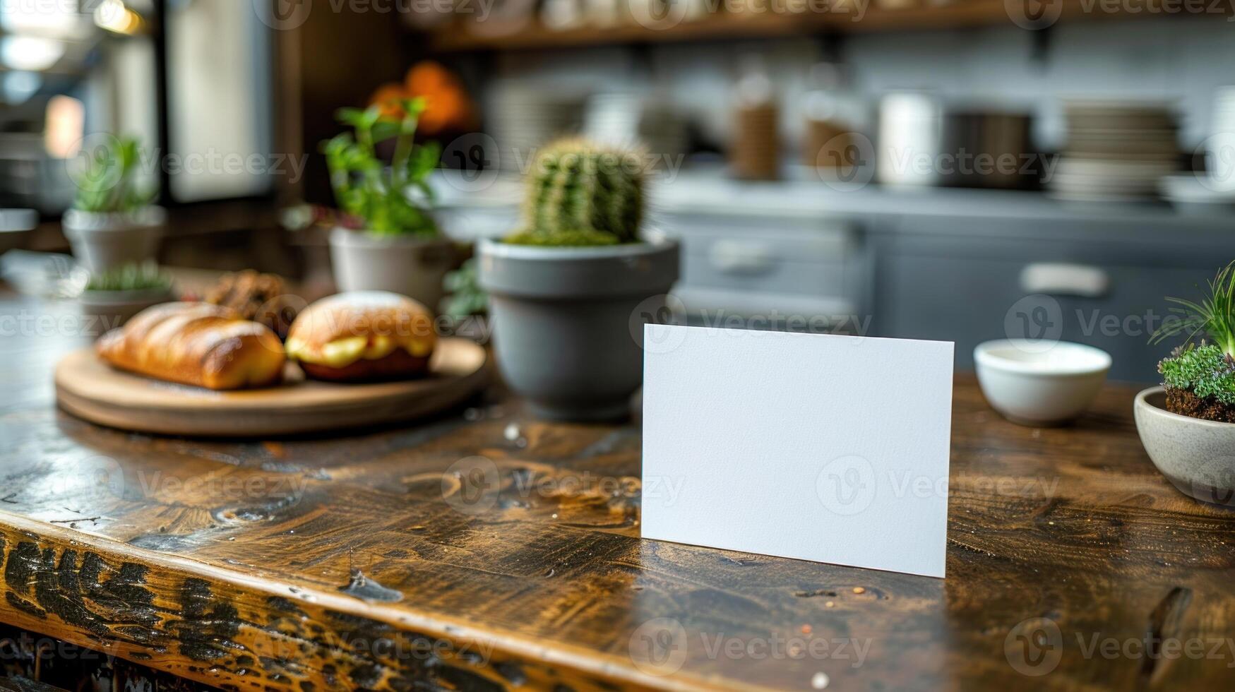 Gourmet Delights. A Rustic Table Setting with Fresh Baked Goods and Greenery photo