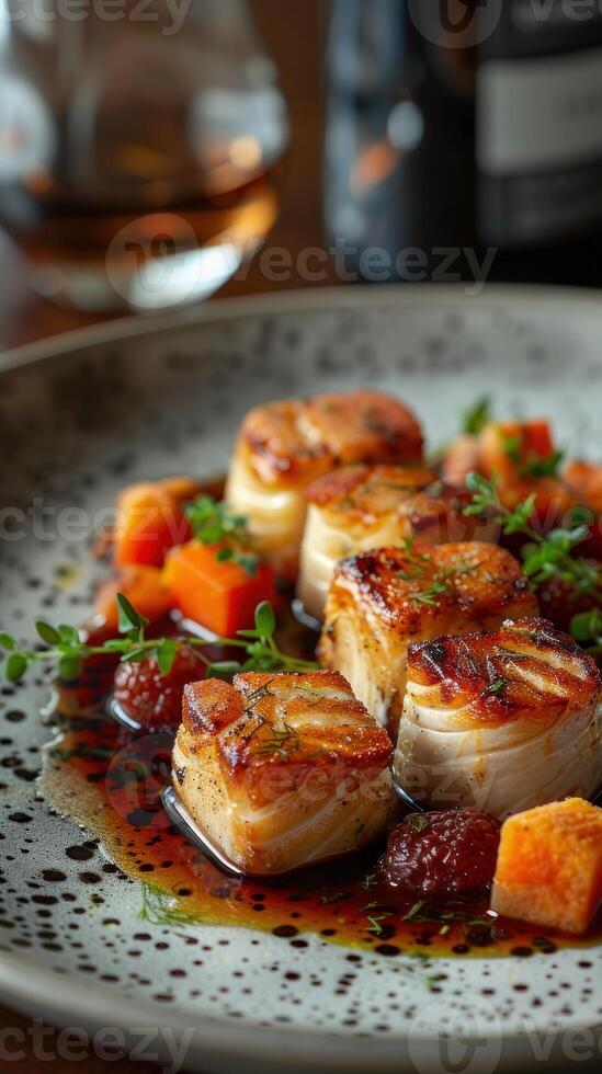 Gourmet Seared Scallops with Fresh Herbs and Aromatic Spices photo