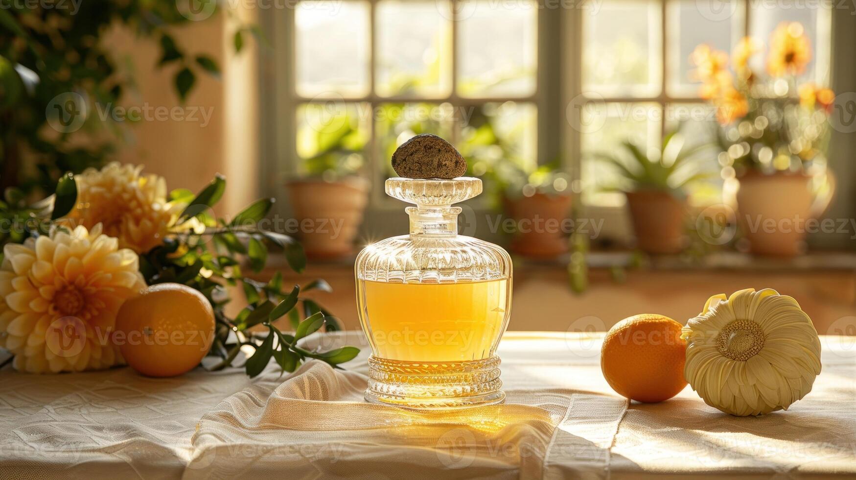 Ethereal Elegance. Perfume Amidst Mornings First Light photo