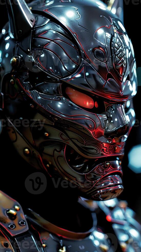 Mystical Warrior. A Close-Up of an Intricately Designed Armor Helmet photo