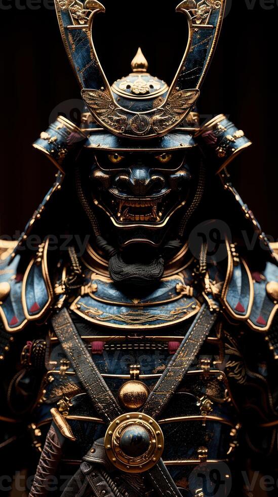 Majestic Ancient Warrior Armor Displayed in Dramatic Lighting photo