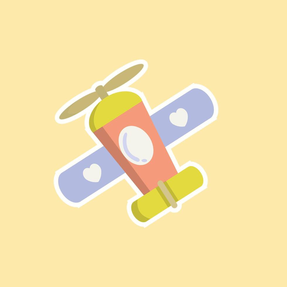 cute classic airplane illustration vector