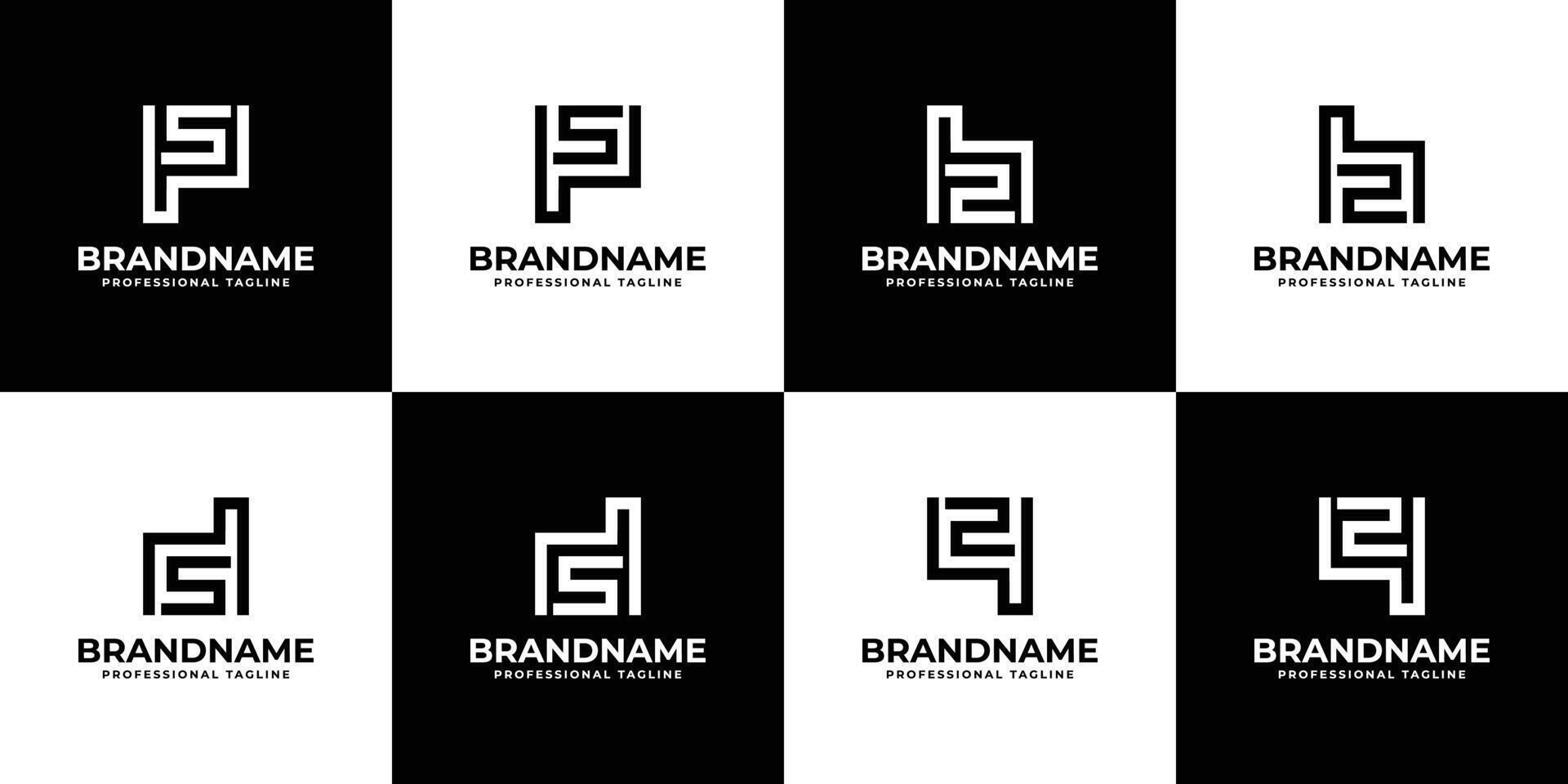 Letters PS DS QZ BZ Monogram Logo, suitable for any business with PS SP DS SD QZ ZQ BZ ZB initials vector