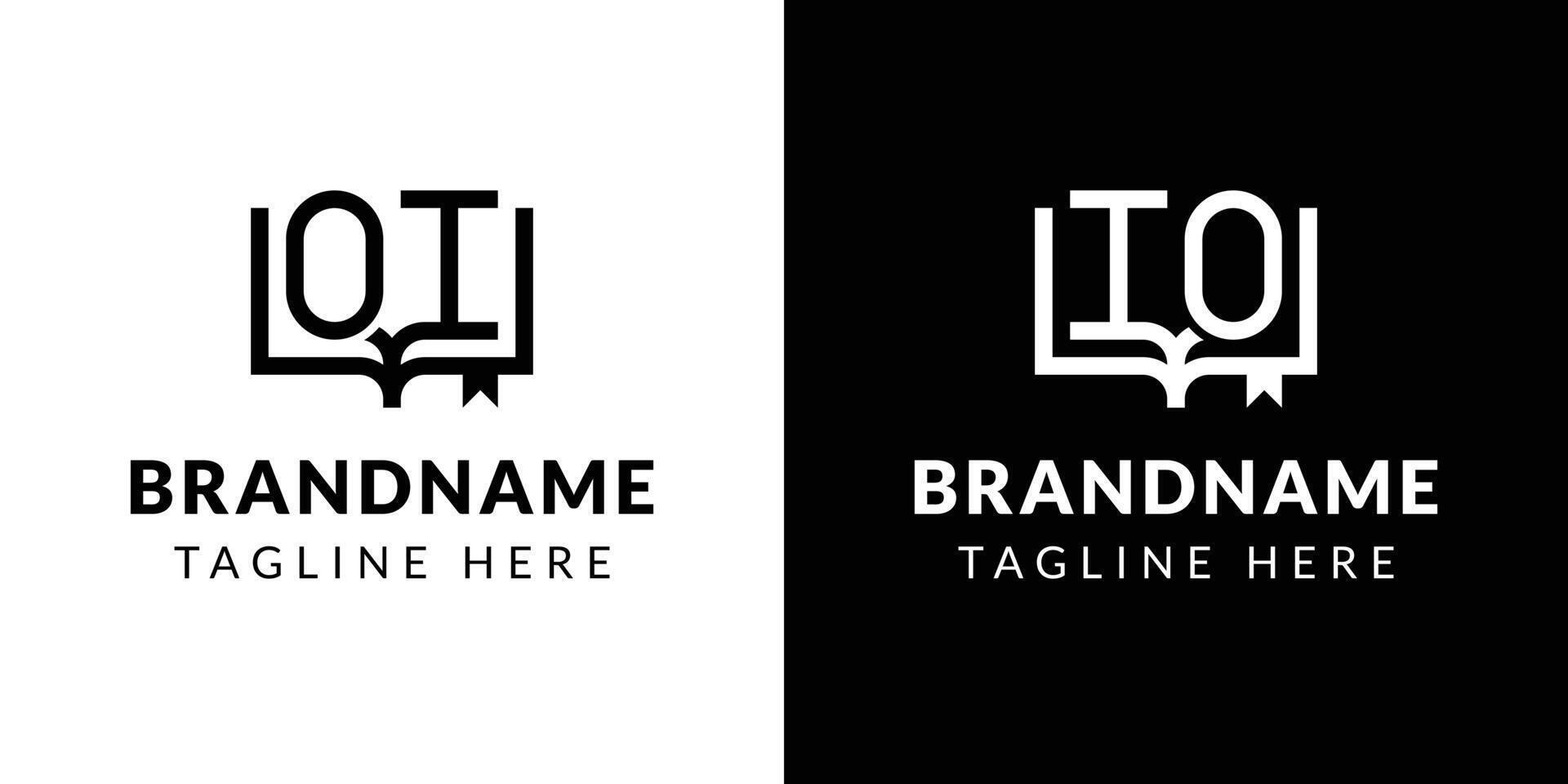 Letters IO and OI Book Logo, suitable for business related to book with IO or OI initials vector