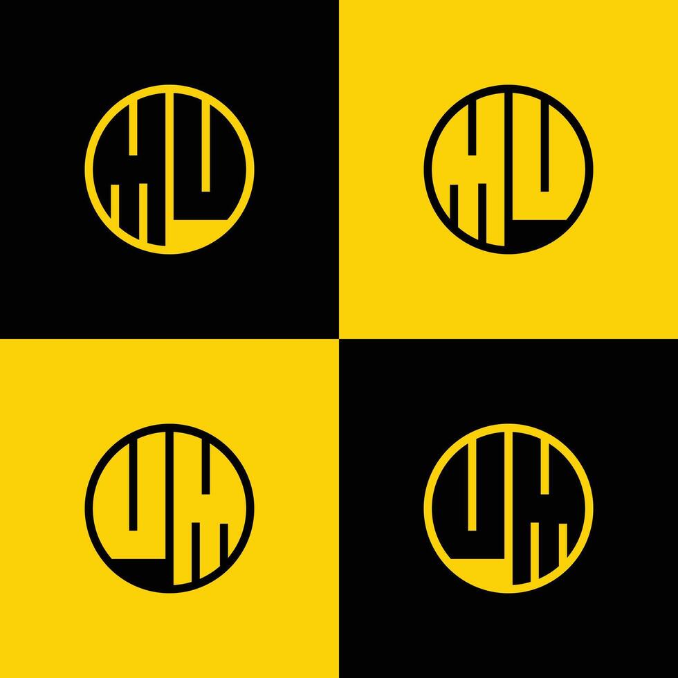 Simple MU and UM Letters Circle Logo Set, suitable for business with MU and UM initials vector